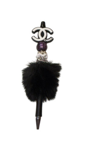 Cc black fluffy Beaded pen