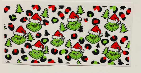 Grinch Green & Red Leopard Print Cup Transfer