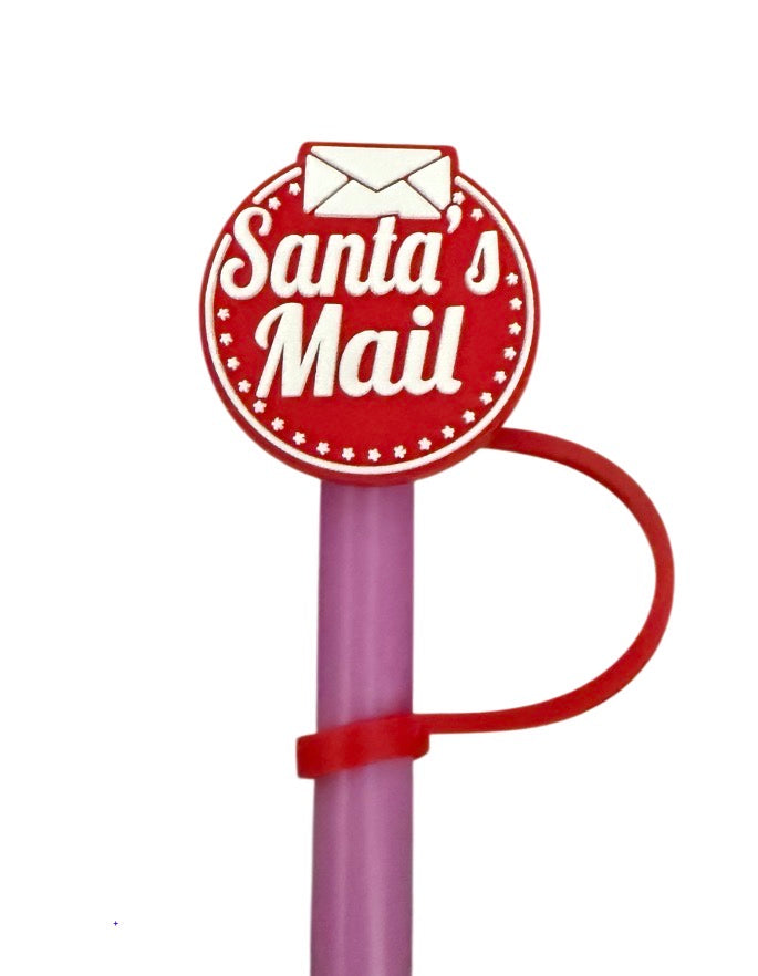 Santas mail christmas Straw  Topper