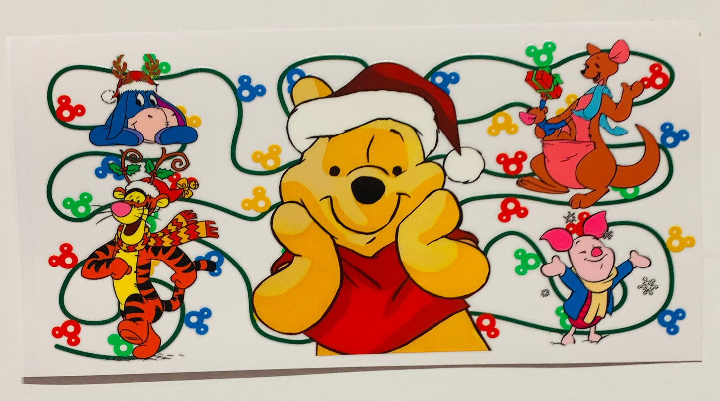 Winnie The Pooh and Crew  Christmas Lights Cup Transfer