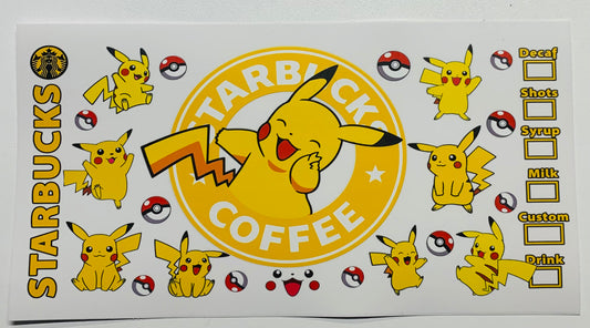 Pikachu Starbucks Coffee Yellow Cup Transfer