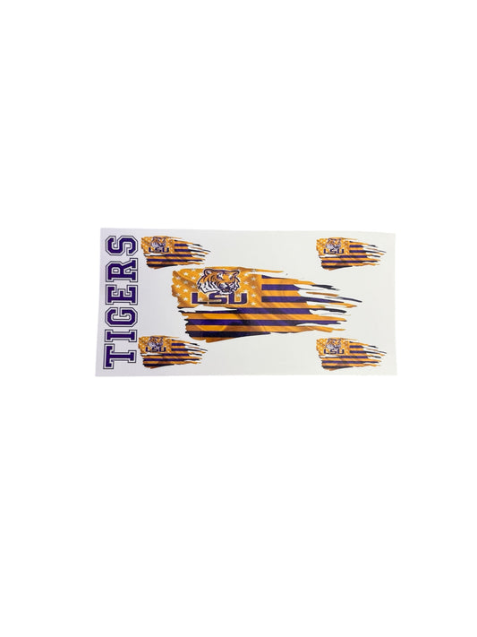LSU Tigers Ripped Flag 5 UV Cup Transfer