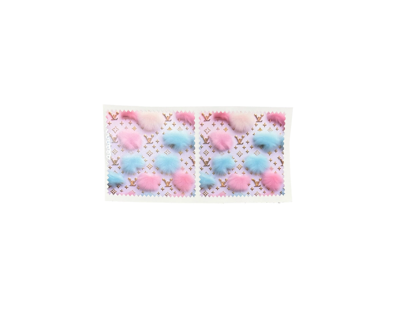 LV Blue & Pink Pom Pom Puff 2x UV Cup Transfer