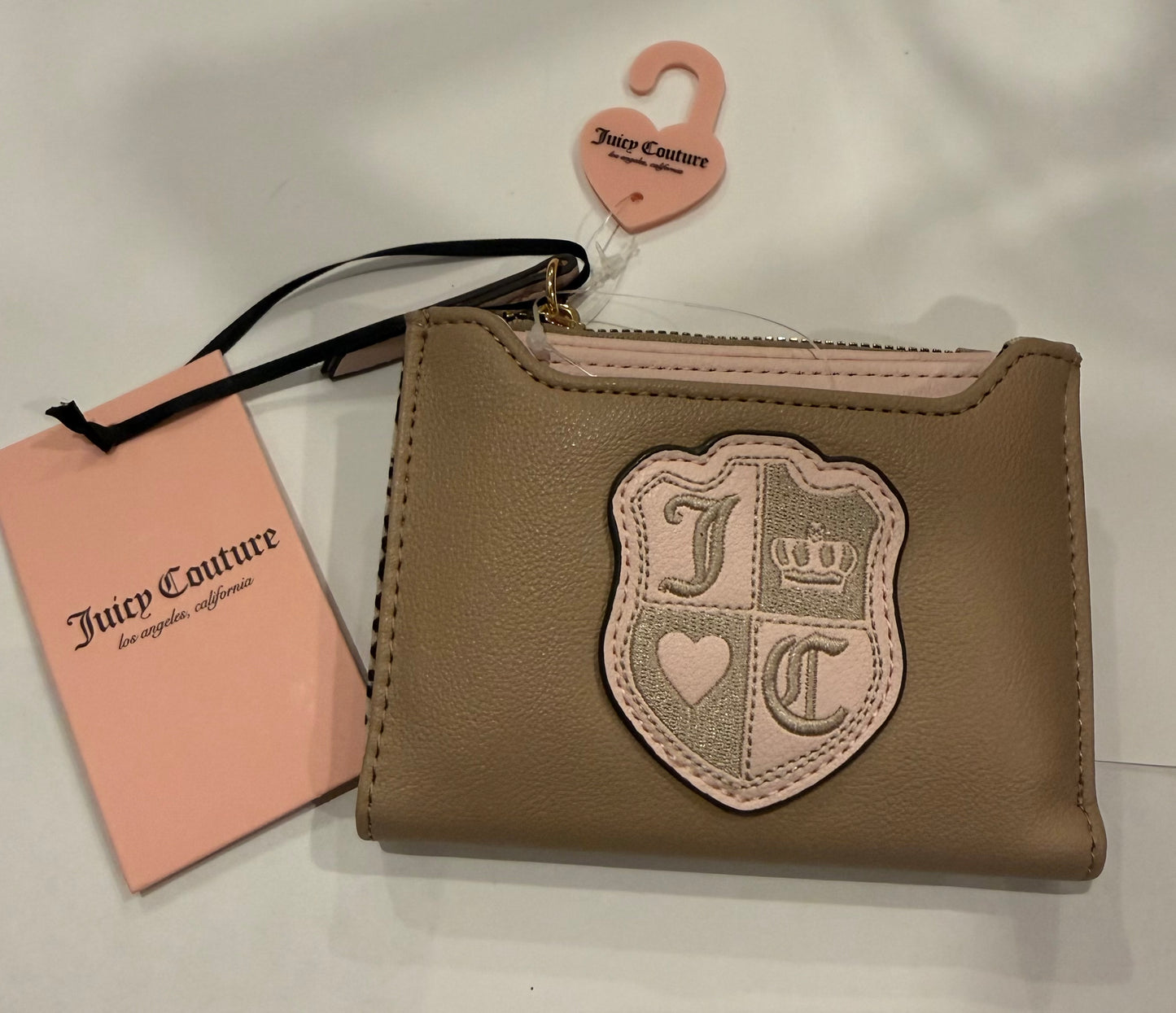Beige & pink .extra pull out card holder with zipper Wallet  Juicy couture