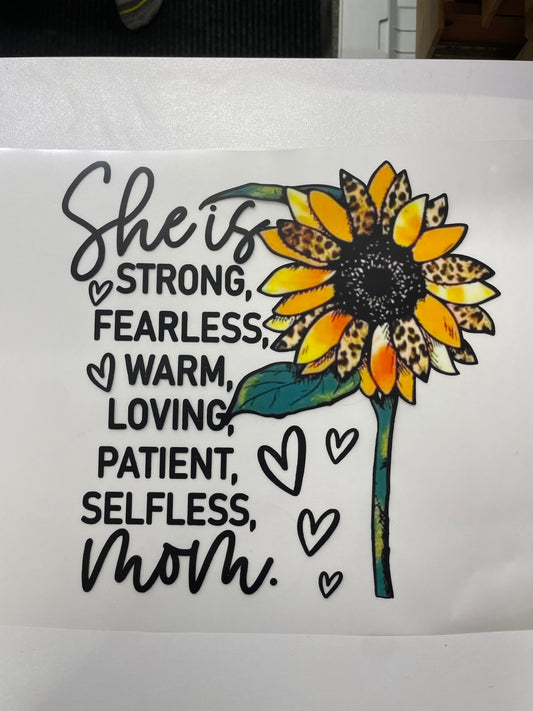 She is strong mom sunflower DTF Heat Transfer