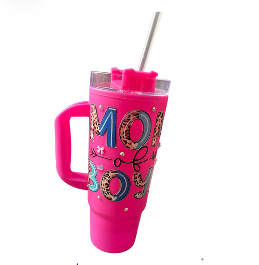 Mom of boys   plastic tumbler