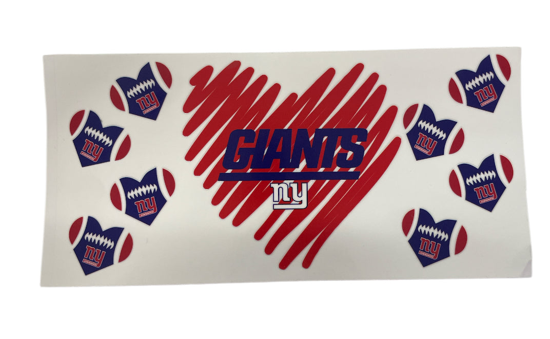 Ny giants scribble heart Cup Transfer