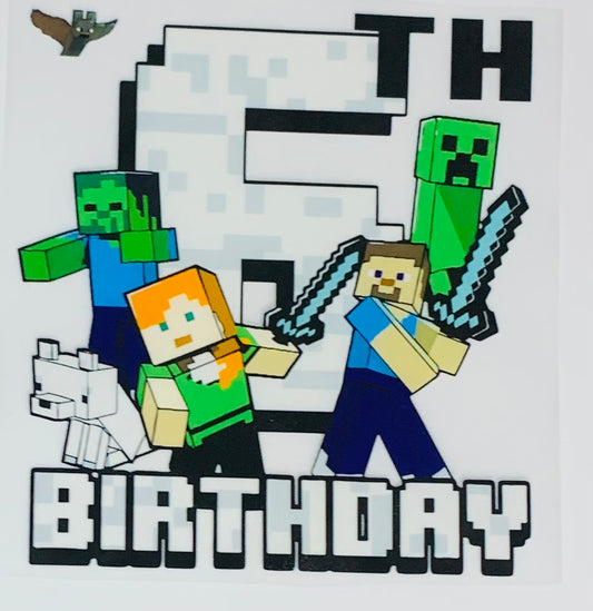 Minecraft 6th Birthday DTF Heat Transfer