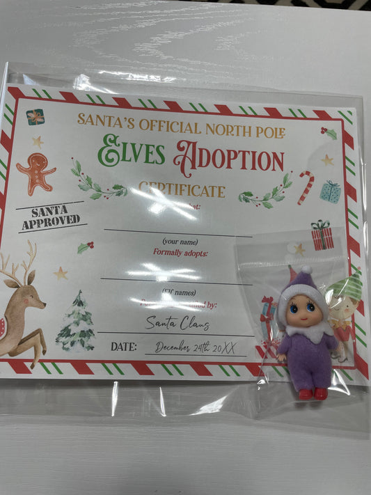 Purple Baby Elf with Birth Certificate