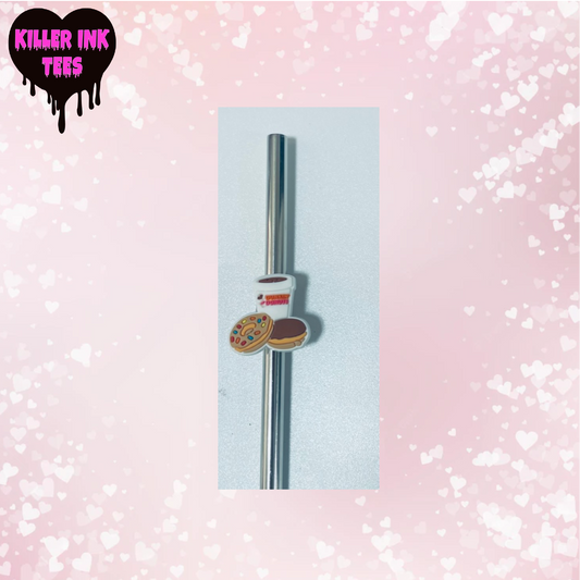 Donuts Dunkin Cup & Donut Straw Charm