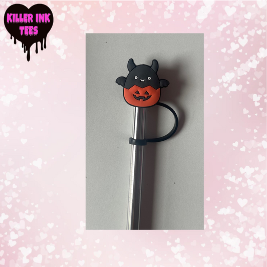 Bat Pumpkin Squishy Straw Topper