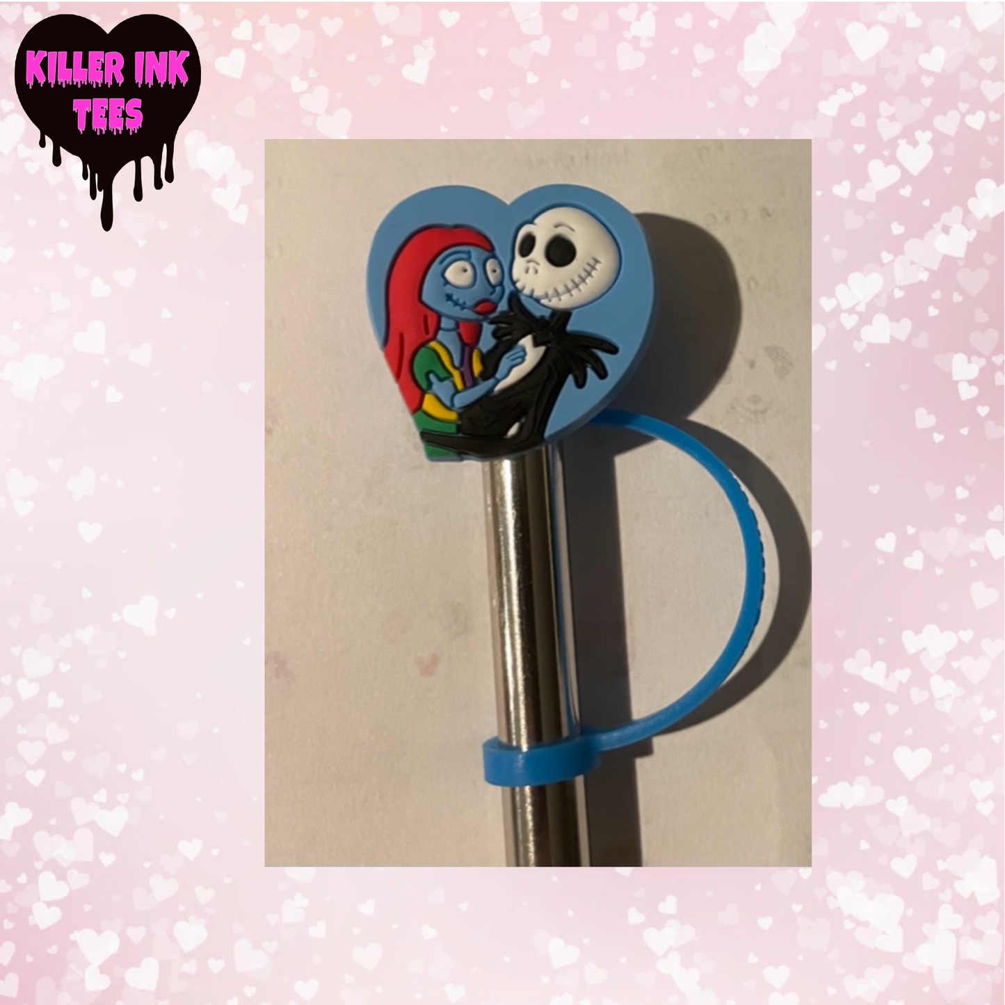 Jack and Sally Heart Straw Topper
