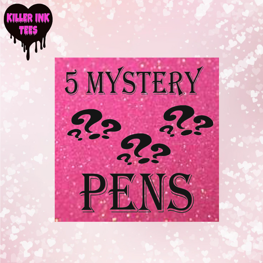 5 Mystery Retractable Ballpoint Black Ink Pens