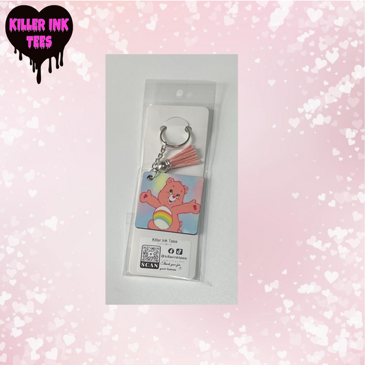 Pink Bear Keychain Double Sided