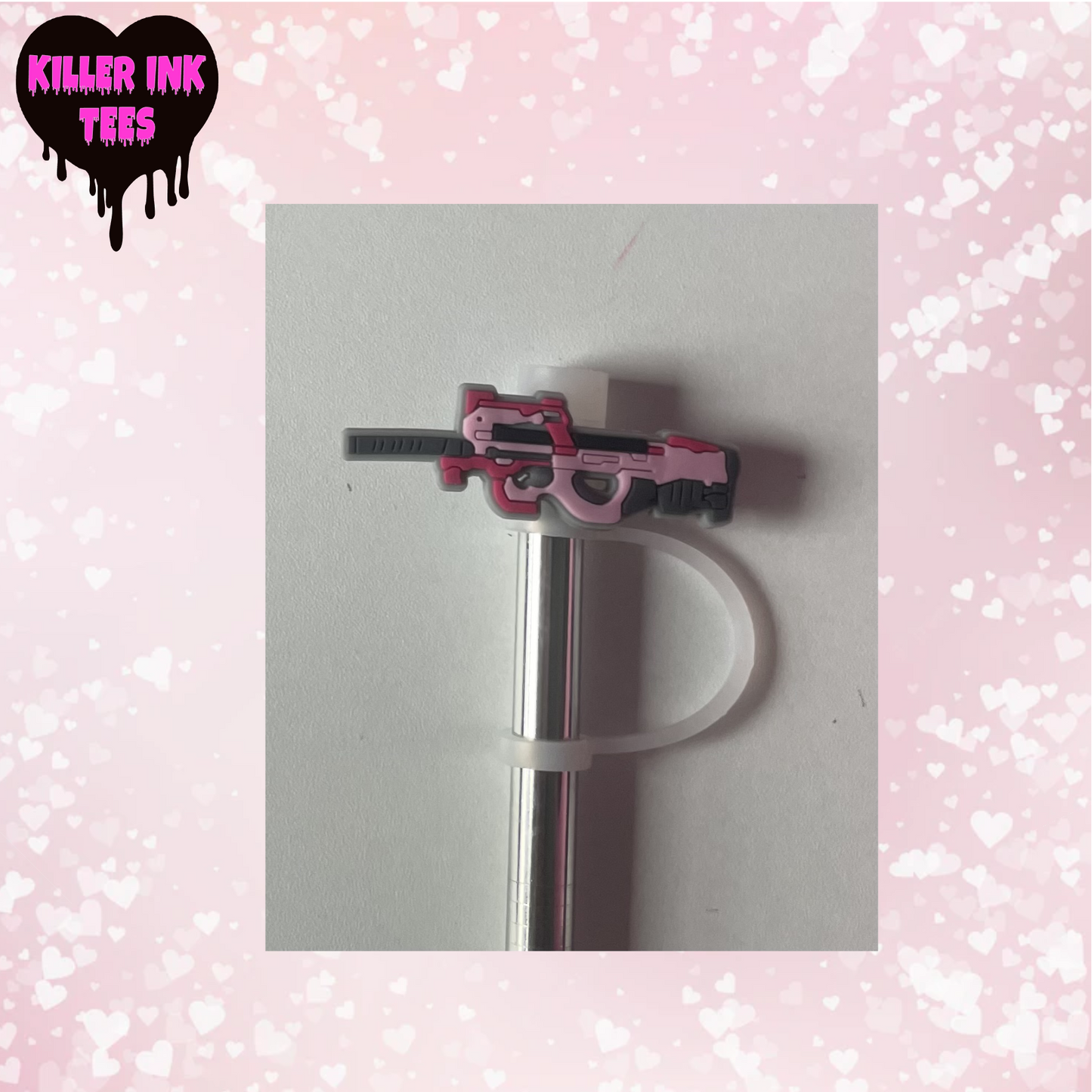 Pink Gun Straw Topper