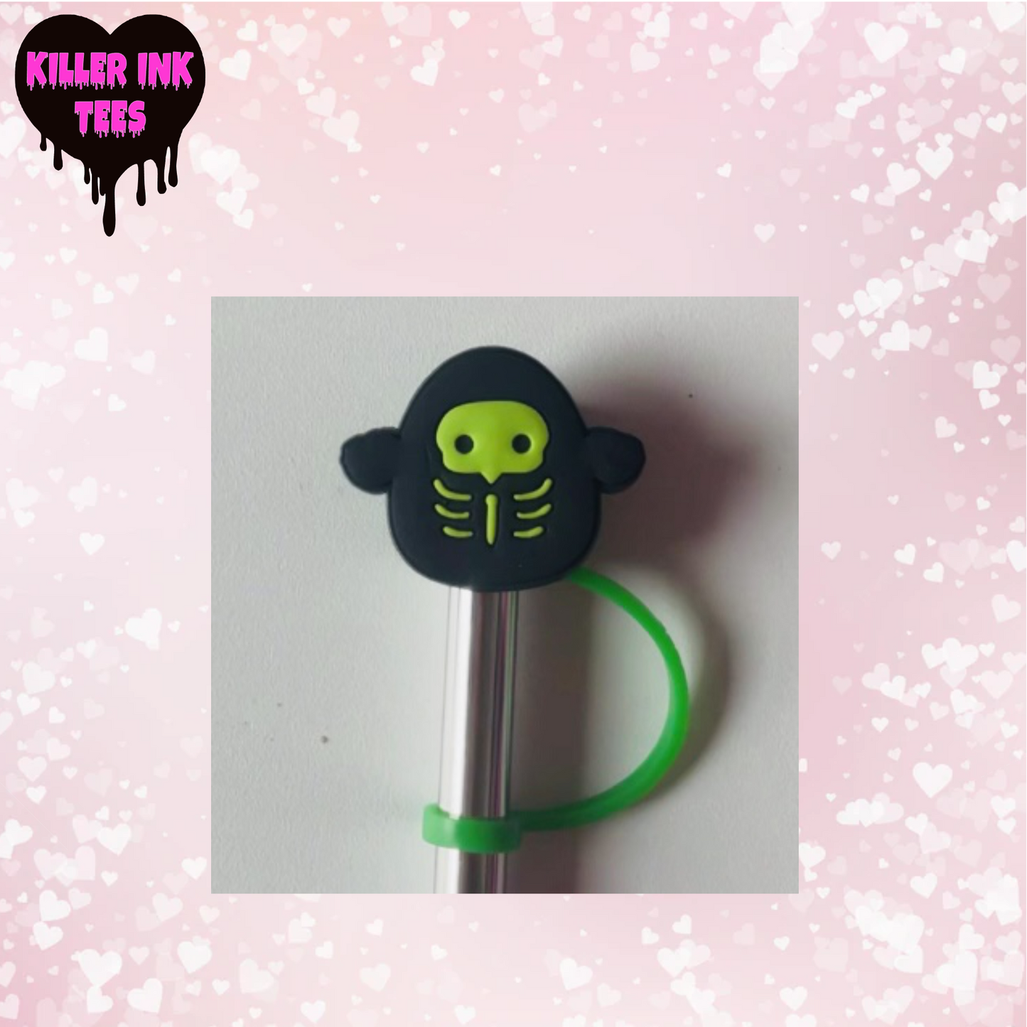 Green Squishy Skeleton Straw Topper