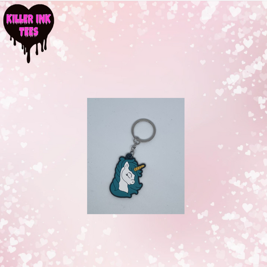 Blue Hair Unicorn Keychain