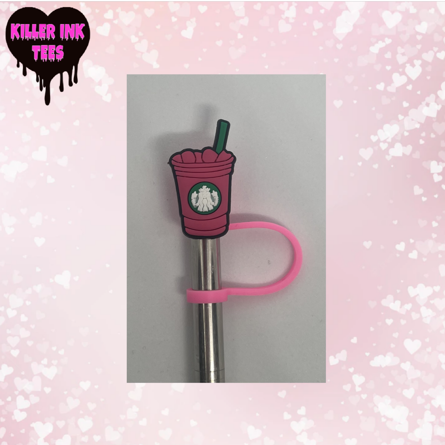 Dark Pink Coffee Straw Topper