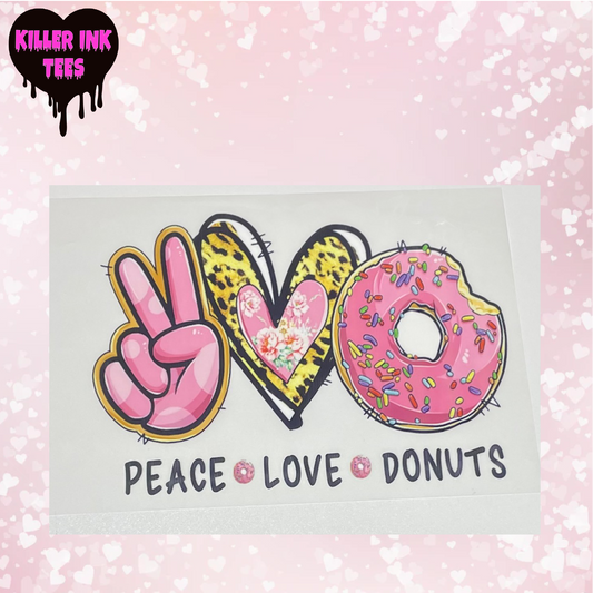 Peace Love Donuts  DTF Heat Transfer