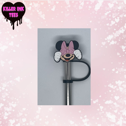 Minnie Pink Bow Straw Topper