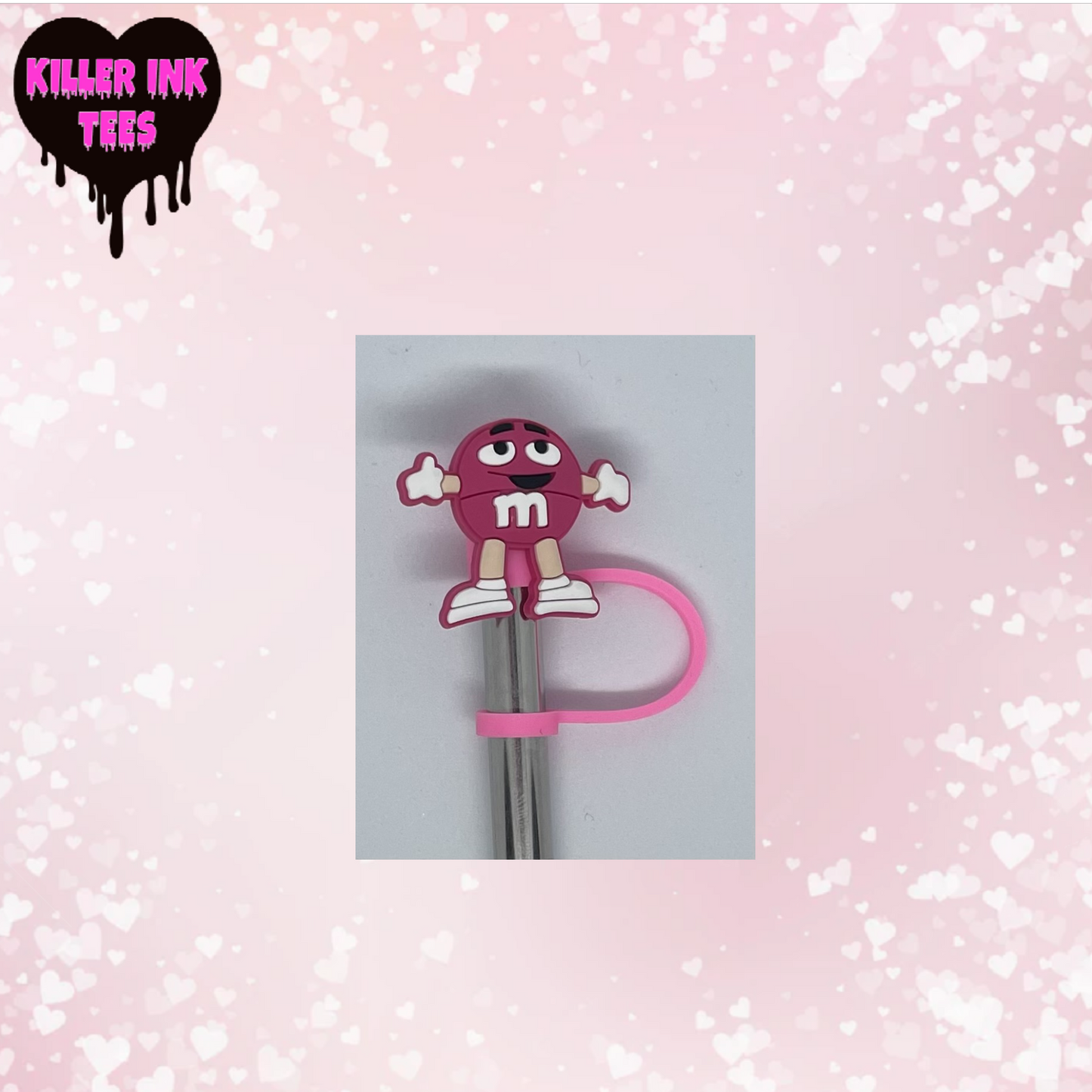 Pink M Straw Topper