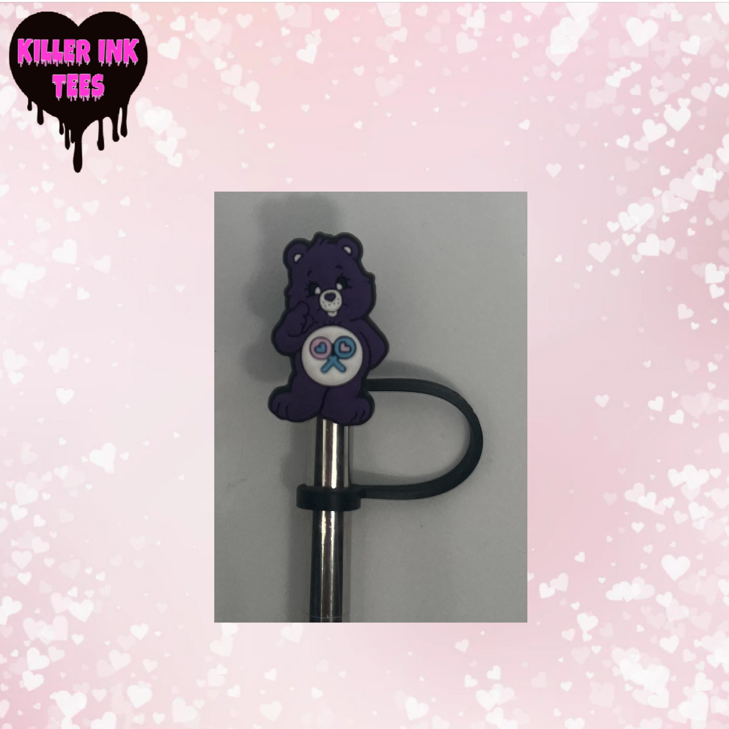 Purple Share Bear Straw Topper